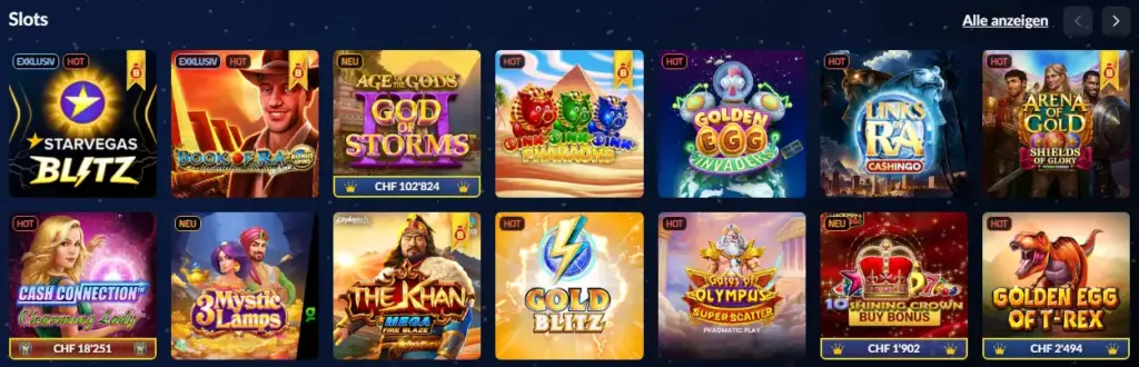 Auswahl an Spielautomaten – verschiedene Themen, Jackpots und neue Releases